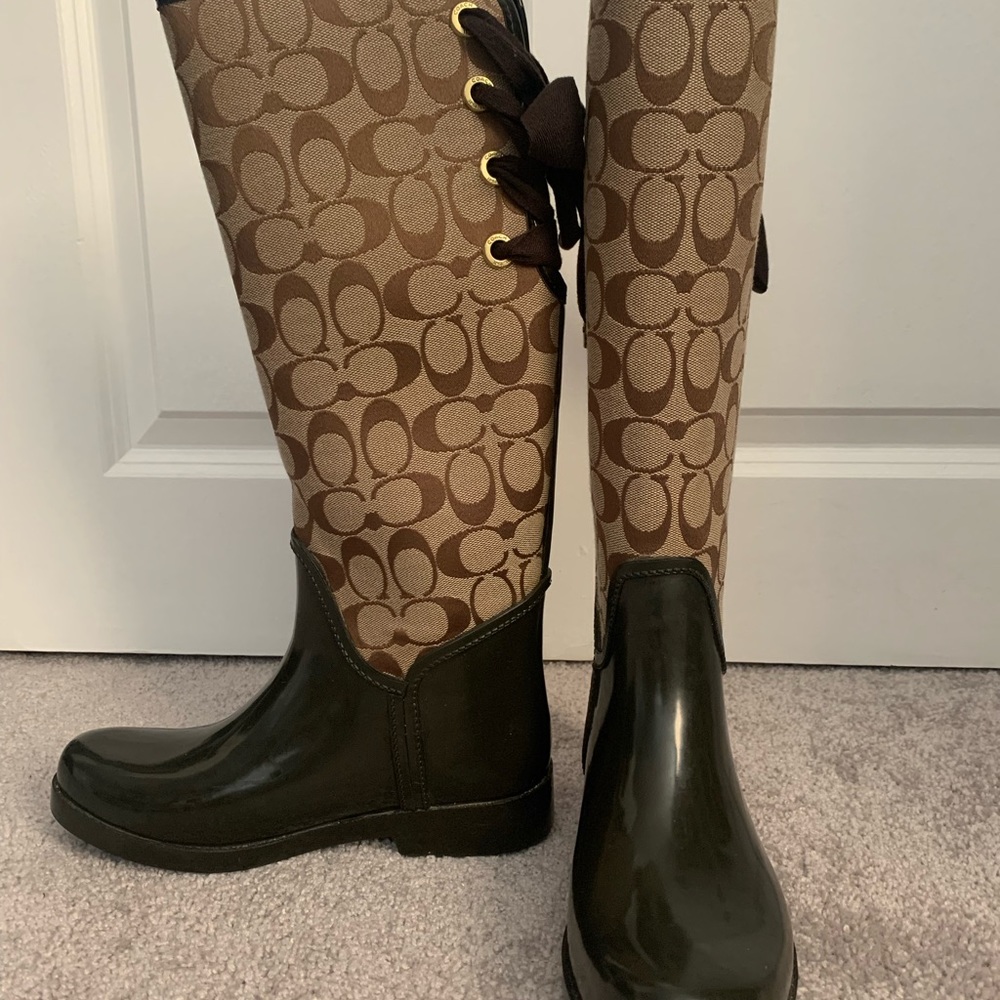 Coach TRISTEE signature tall corset rain boots